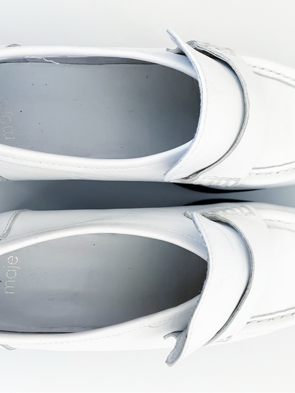 MAJE white leather platform loafers size FR 40 / US 10  chunky shoes Y2K leather - Picture 8 of 11
